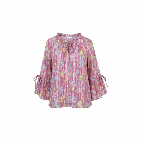 LC Lauren Conrad Tops - Lauren Conrad Women's Floral Bell Sleeve Blouse, Pink Floral Print, XL